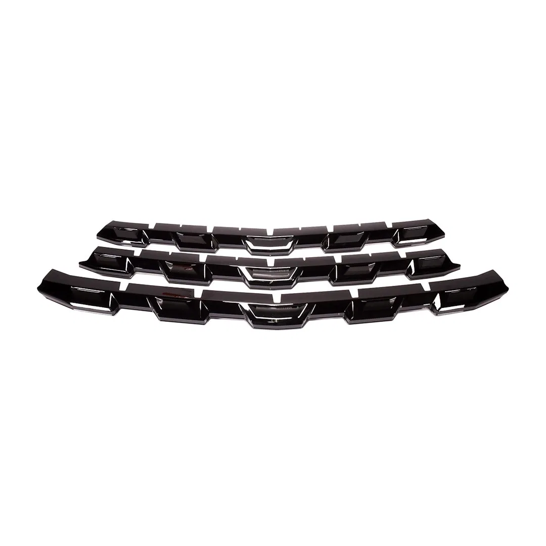 GI181BLK – COAST2COAST Grille Insert, Overlay Bar Style 3 Piece With Emblem Cutout Painted Gloss Black ABS Plastic